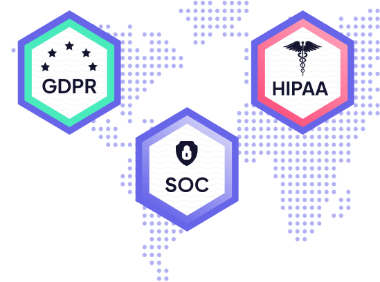 GDPR, HIPAA, SOC 2 compliance badges