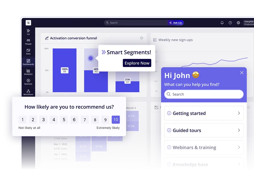 Userpilot in-app support preview