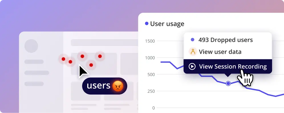Example of frustration signals within Userpilot.